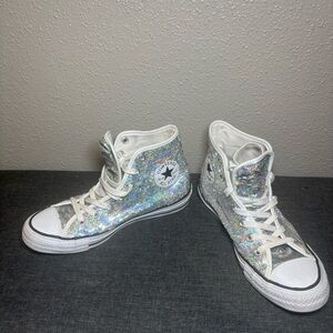Converse Chucks Silver Sequins Sequins Sequins CHUCK TAYLOR ALL STAR - Size 8